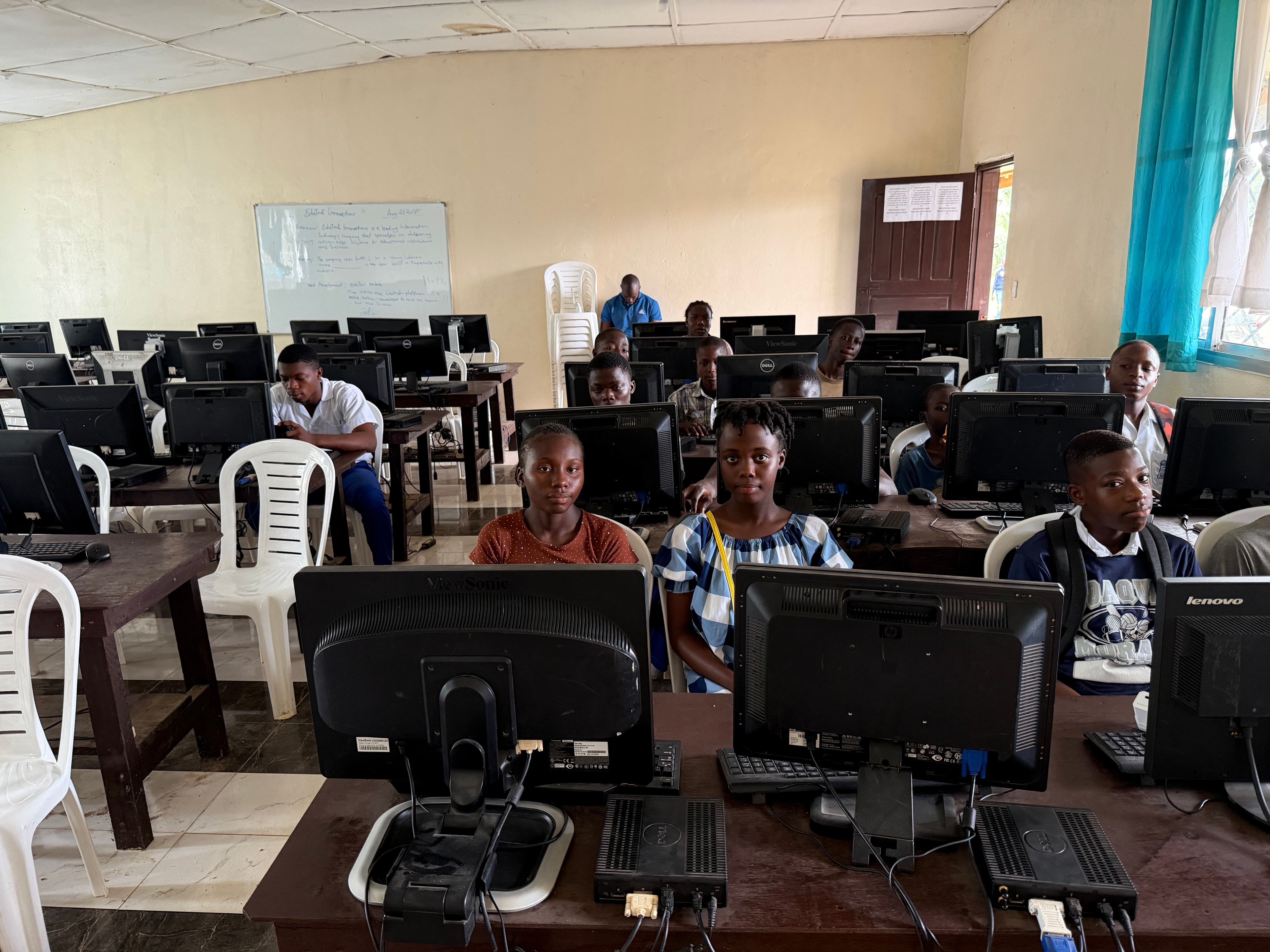 Students in computer lab at Ganta United Methodist School